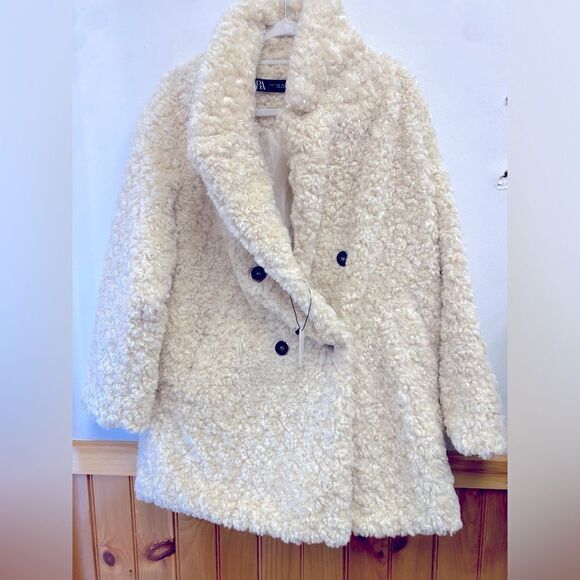 NWT ZARA FAUX FUR COAT SZ M - Picture 2 of 9